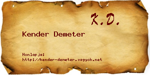 Kender Demeter névjegykártya
